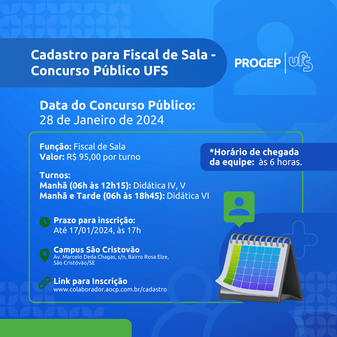 Convite cadastro para fiscal de sala concurso p blico ufs